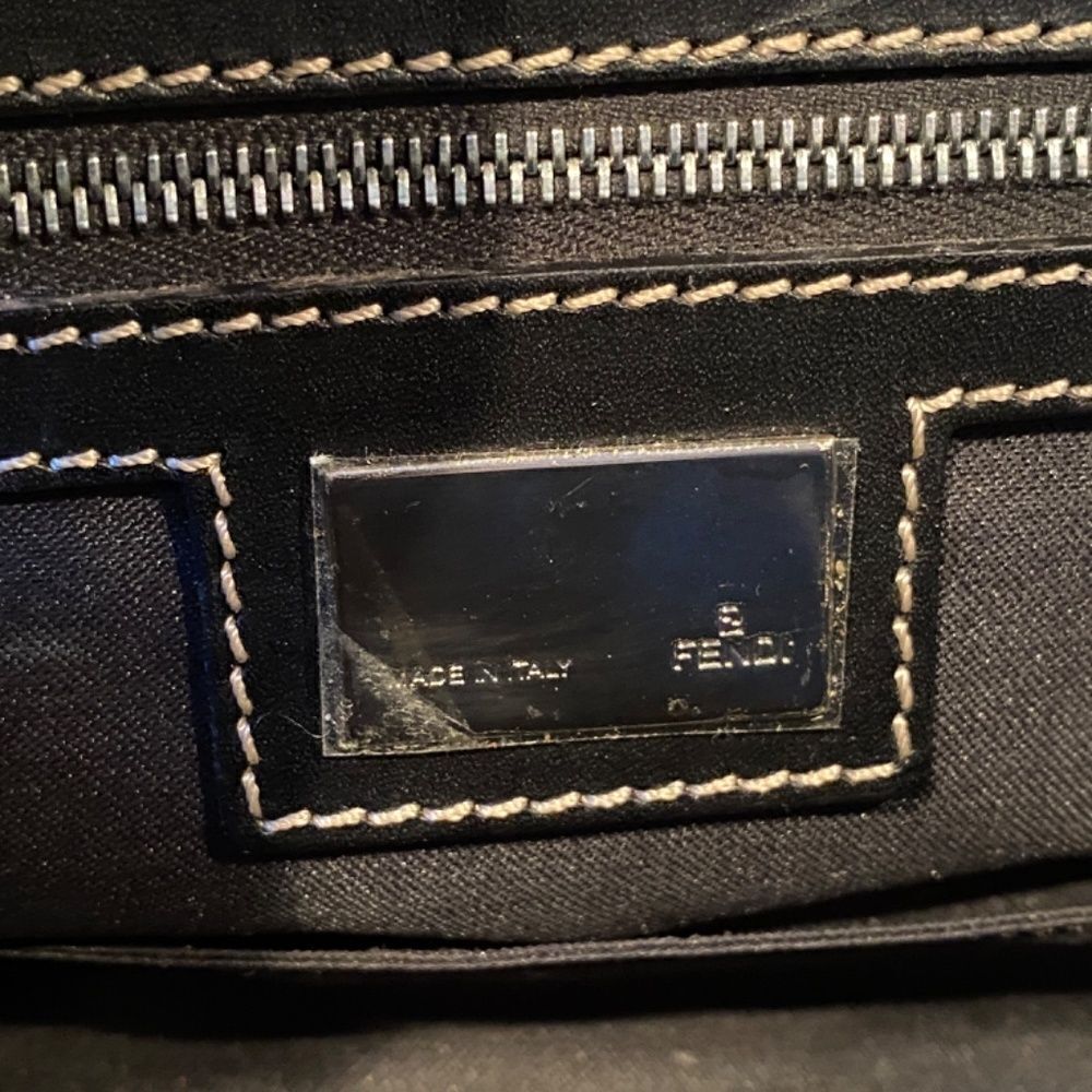 Vintage Fendi Black Leather And Canvas Baguette Shoulder Handbag Purse NWOT - Picture 8 of 15